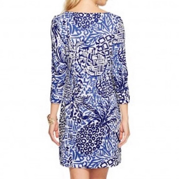 LILLY PULITZER UPF 50 Navy & White Pineapple Boatneck Sophie Dress Size XS - Picture 3 of 10